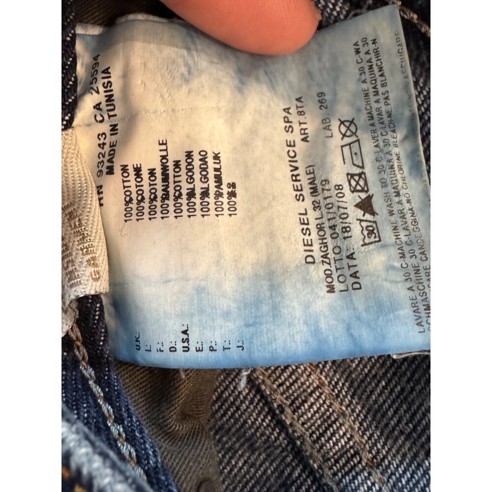 Diesel Zaghor Denim Jeans Mens W29 Blue Straight-Leg Button-Fly Casual Tunisia - Picture 6 of 8